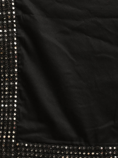 Men's Black Mirror Kurta Patiala And Dupatta Set